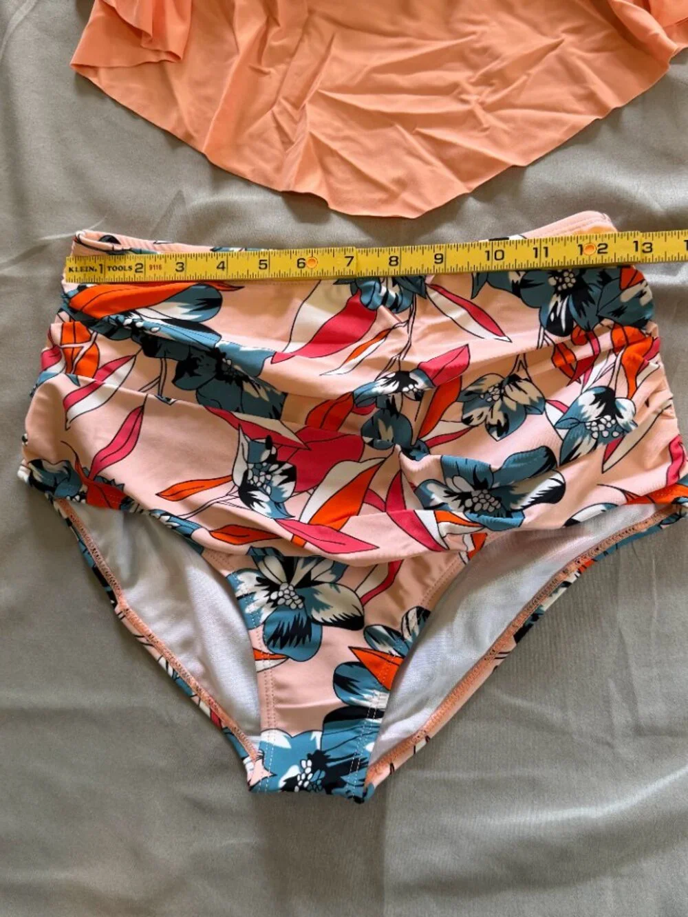 Unbranded Women's High Waisted Tankini Set Peach Floral Size Small New With Tags